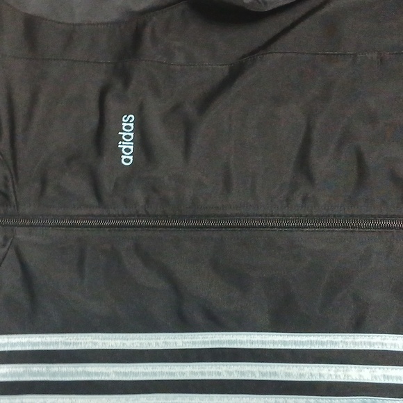 Adidas Black Track Jacket with Blue Stripes, Gentle Used, Sz Small - Picture 2 of 3